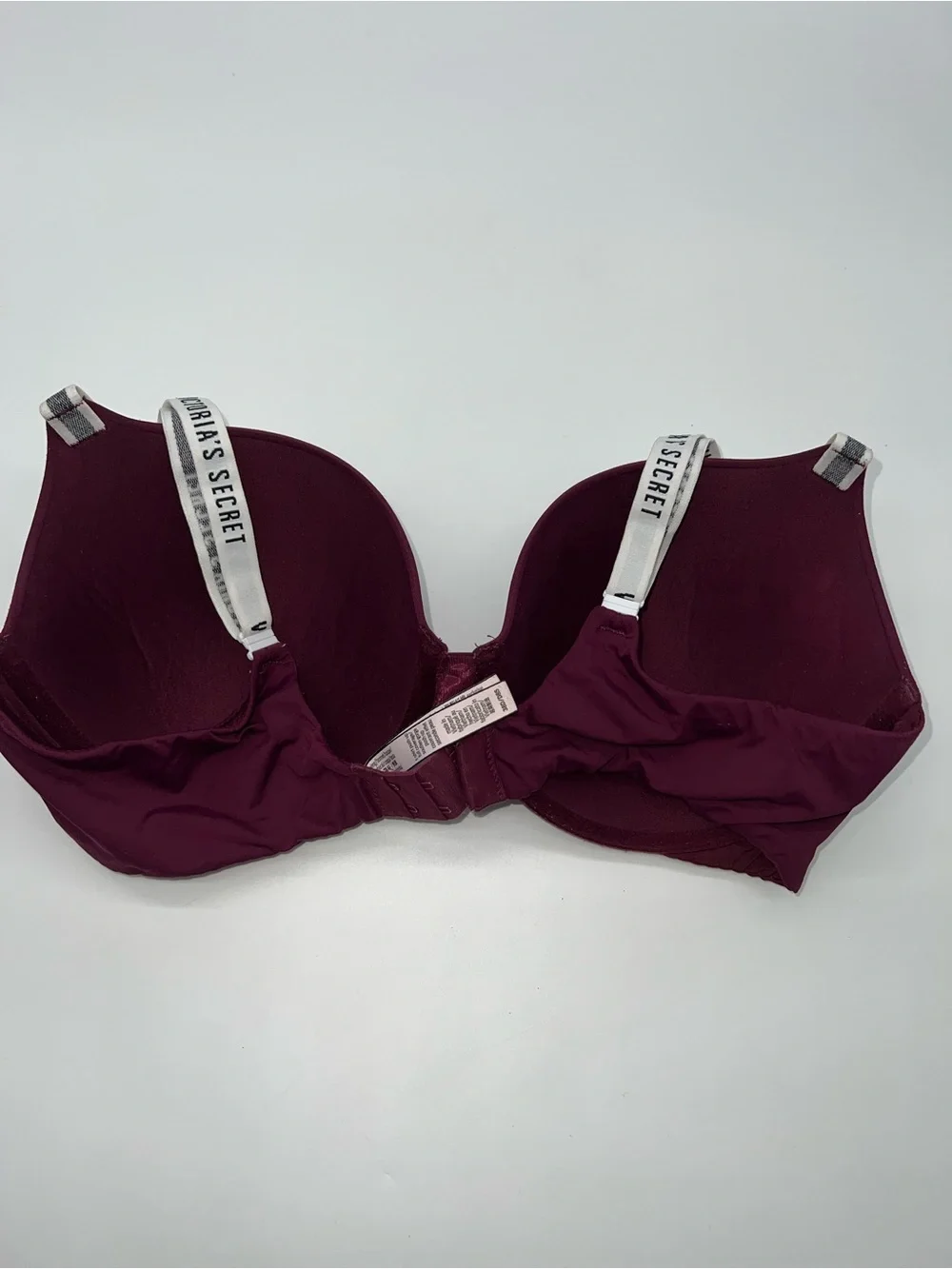 Victoria's Secret Bra Burgandy T-Shirt Push Up Full Coverage Logo Strap-38D